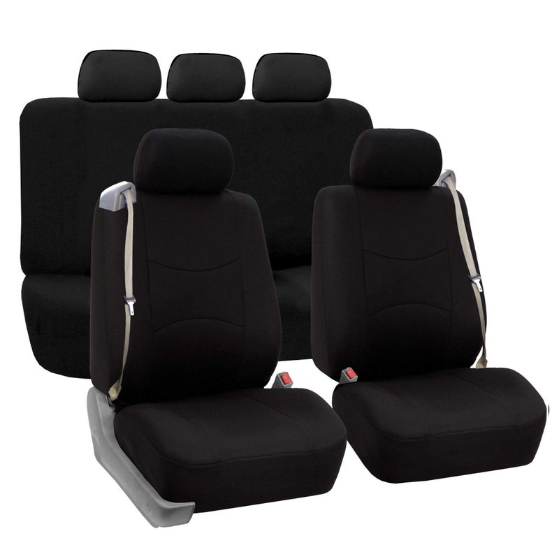 FH Group All-Purpose Built-in Seatbelt Car Seat Covers Full Set â€“ Universal Fit for Cars Trucks & SUVs (Black) FB351115 - Image 1